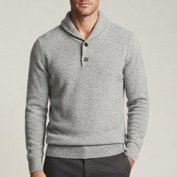 J. Crew Mercantile Other - J. Crew Mercantile Mens Large Gray Shawl Collar Button Pullover Sweater Knit L